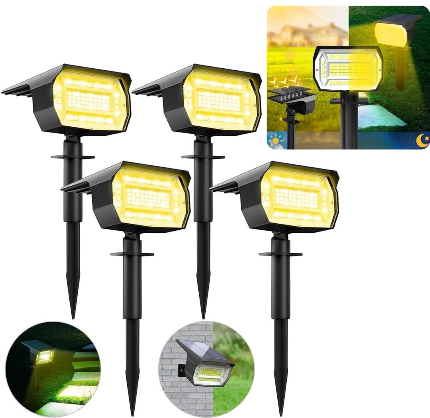 Zolvano® Tuinverlichting op Zonne Energie - Solar Buitenlampen -4 stuks