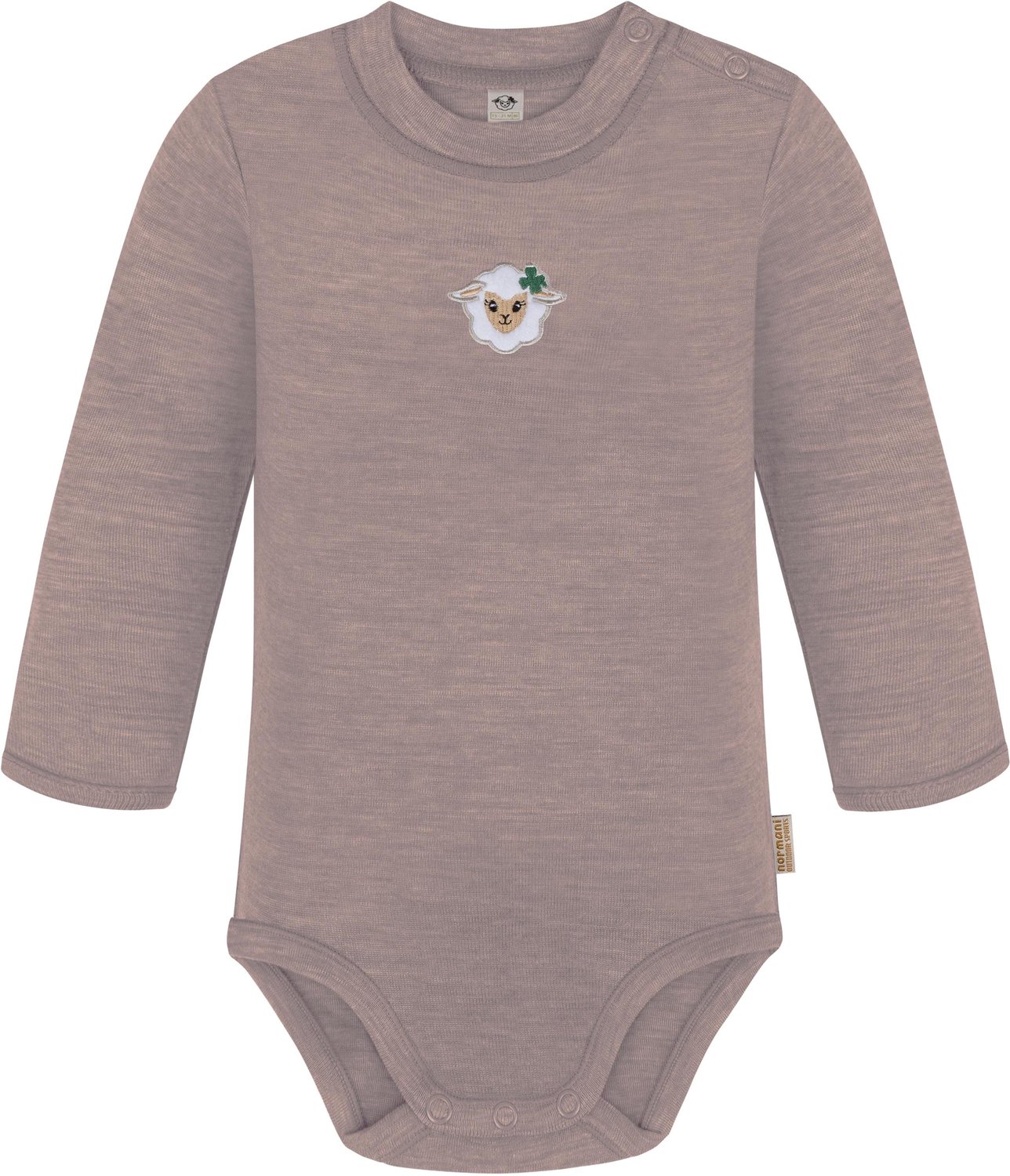 Baby-body met lange mouwen van merinowol „Tuai“