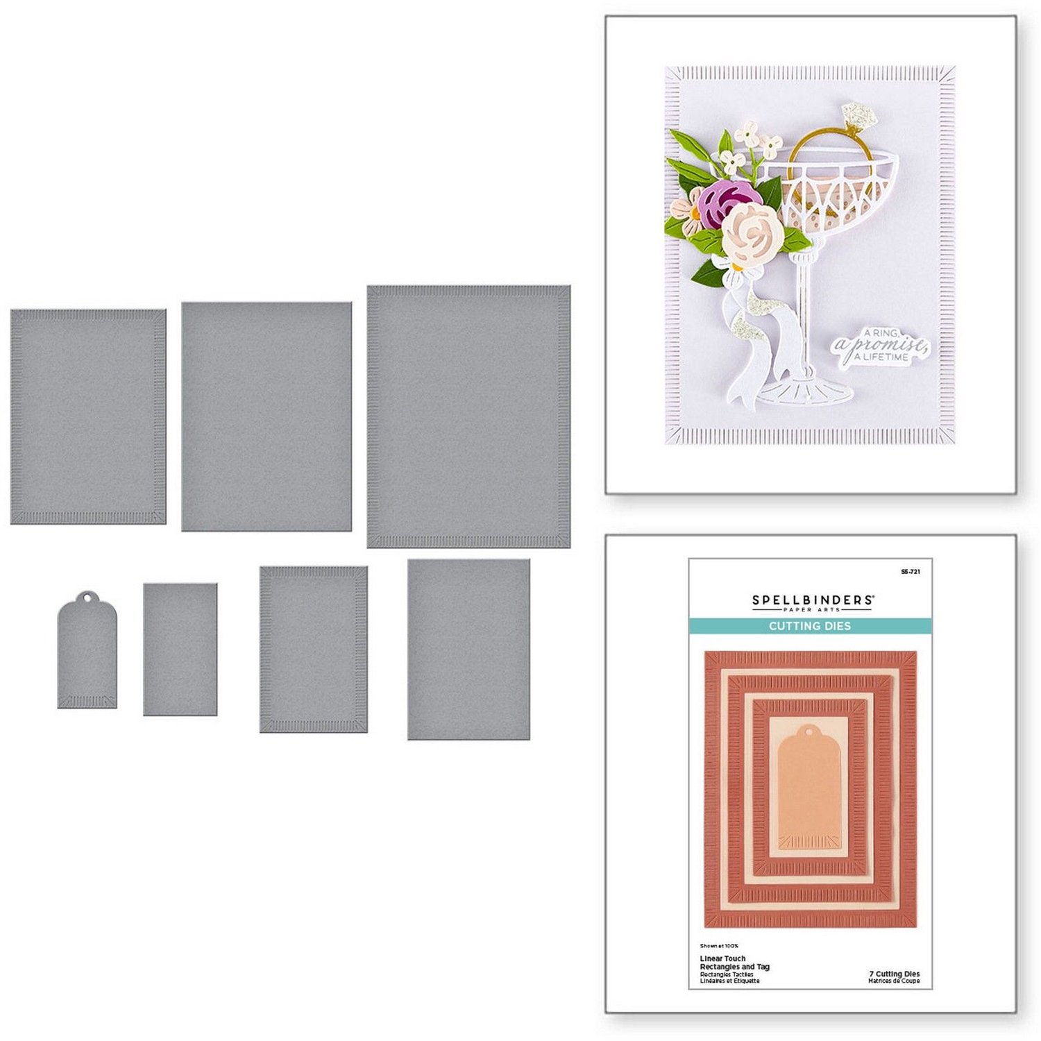Spellbinders Snijmallen - Linear Touch Rectangles & Tag - 7 st.