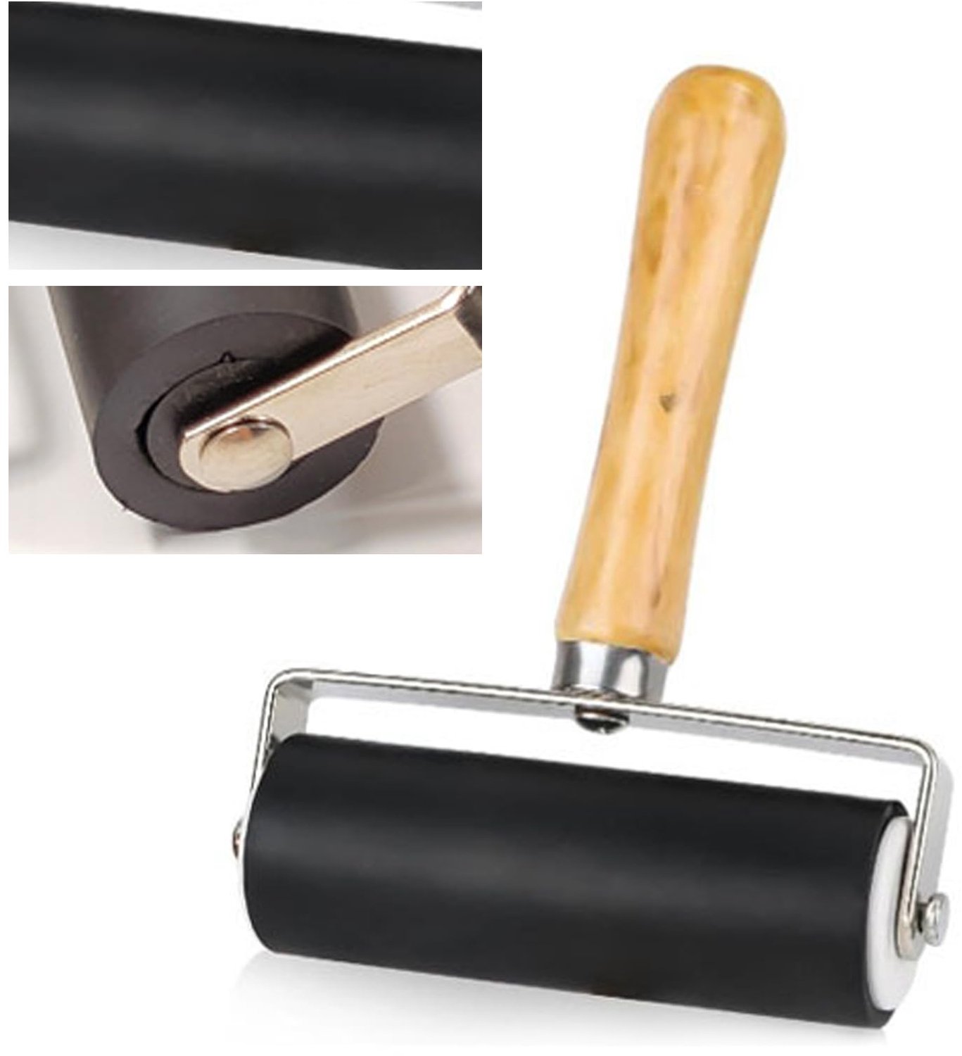 Inktrollers 6 stuks - 3 maten rubberen rollen - voor linol en blokdruk - ideaal voor knutselprojecten - Vemera
