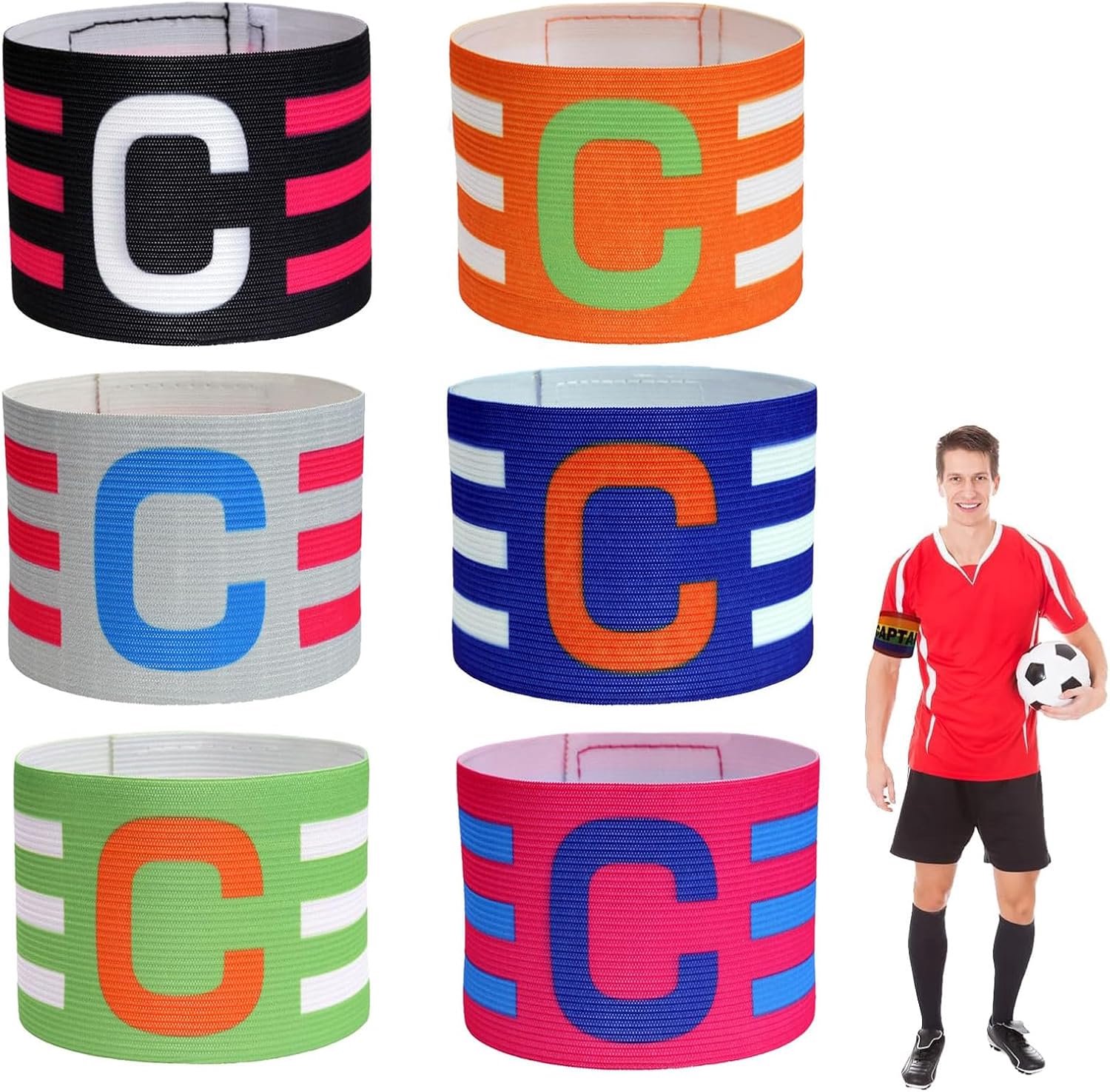 Voetbalarmbanden 6 Stuks - Verstelbare Kids Elastische Sportarmbanden - Voor Captain Positie - m-winkel