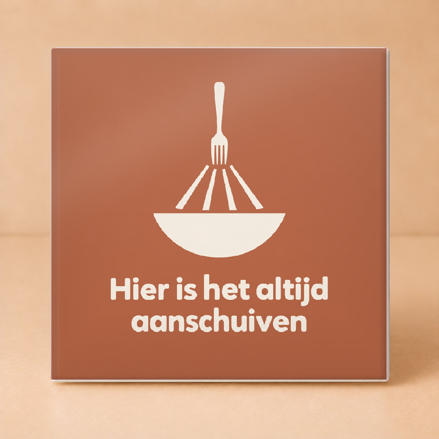 Bedruk King Strakke minimalistische Oost west thuis bestek Tegel – Sfeervolle wanddecoratie voor eigentijdse woonkamers - 11 x 11 cm Wit