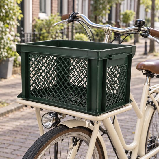 Dutch Standard Fietskrat – 26 Liter – 40 x 30 x 22 cm – Kunststof – Voor Voordrager – Legergroen — afbeelding 5