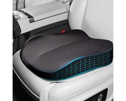 Zitverhoger voor volwassenen - wigvormig zitkussen van traagschuim - Zitverhoger voor in de auto - effectief 3,94 inch toevoegend - Universeel - accessoire voor lange afstanden in de auto - Zitkussen van de bestuurdersstoel - zwart