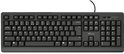 Zwart bedraad Trust-toetsenbord met QWERTY-indeling en numeriek toetsenblok.