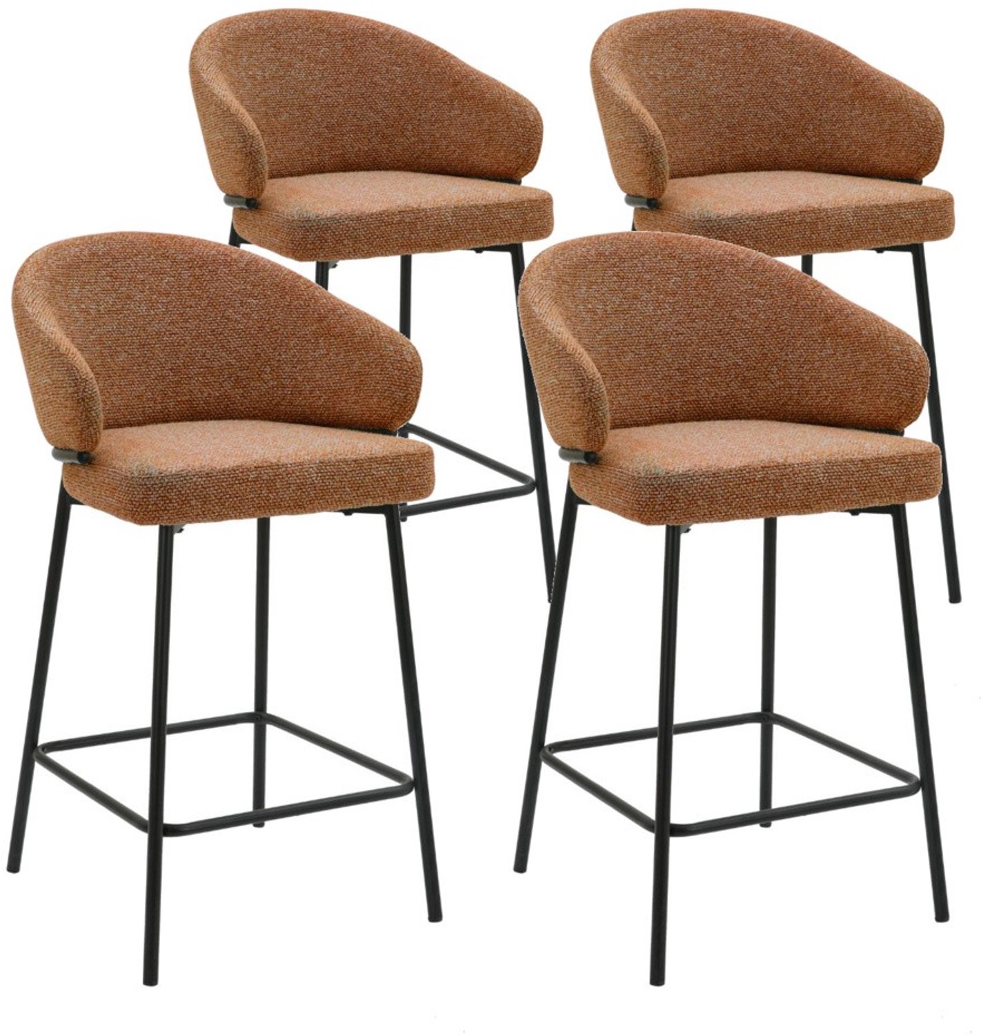 DS4U - - Sofia barkruk 65 cm - Set van 4 - Terracotta met zwarte poot - Stof