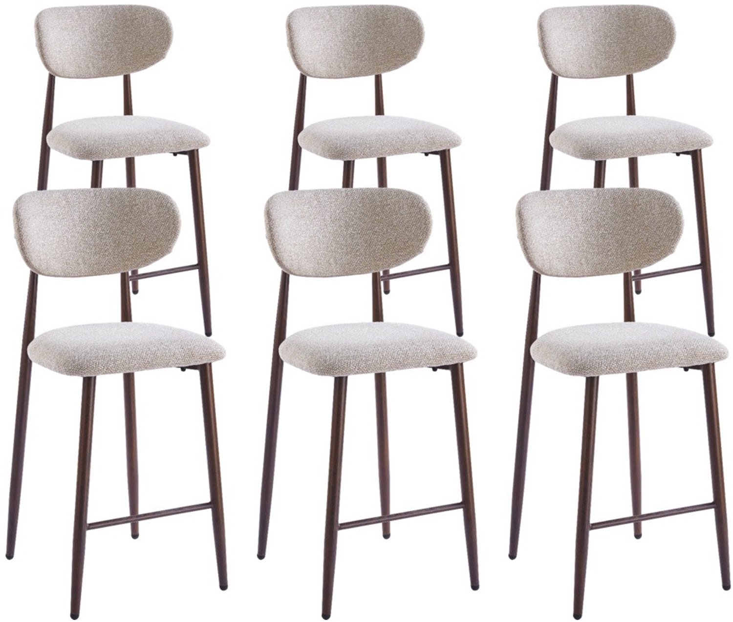 DS4U - - Sumi barkruk 65 cm - Set van 6 - Beige / walnoot poot - Stof