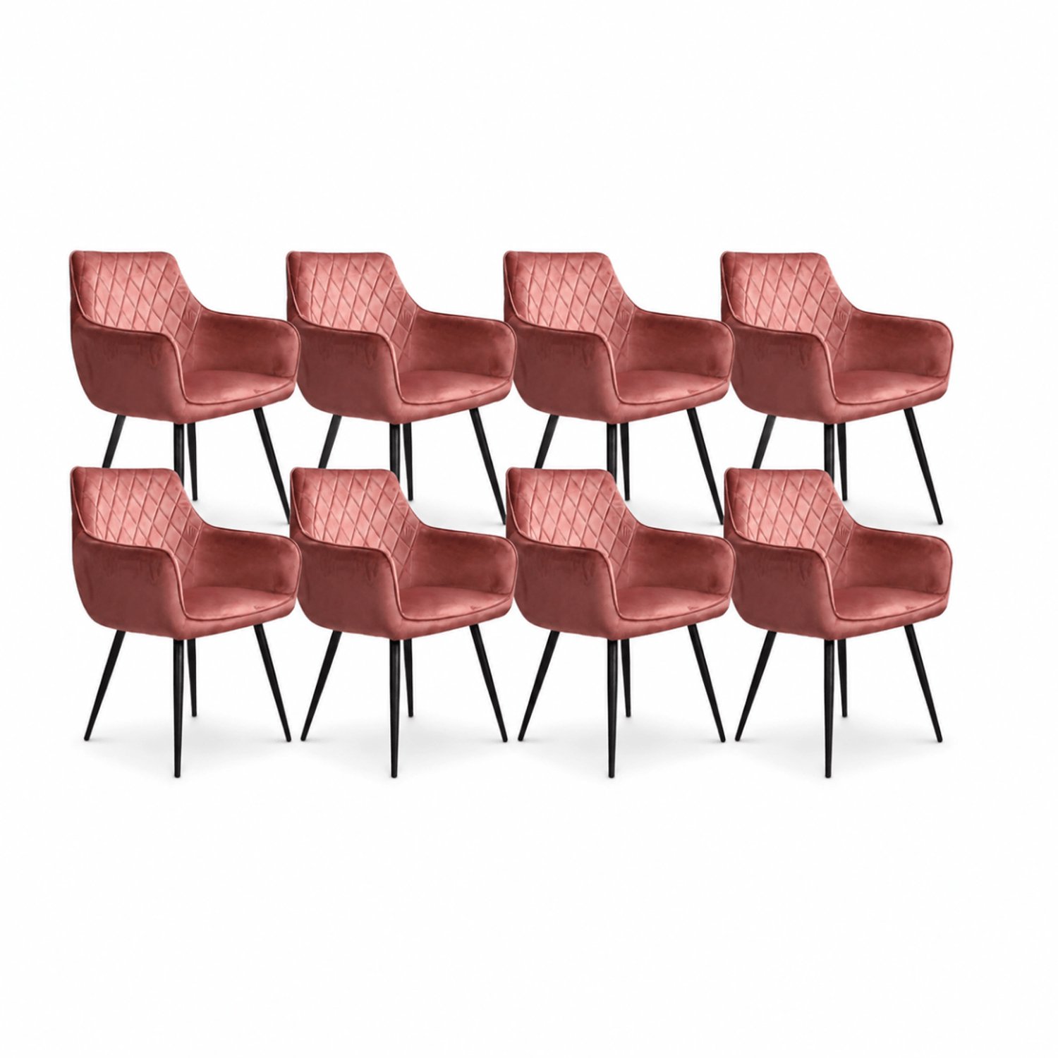 DS4U - - Ravi eetkamerstoel - Set van 8 - Zalm-roze - Velvet - Met armleuning