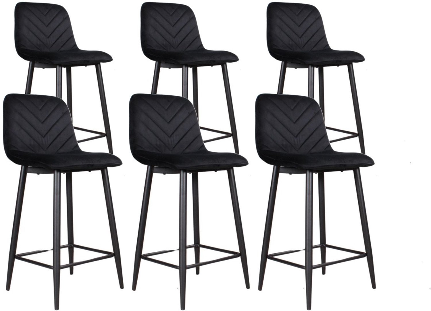 DS4U - - Gaby barkruk 65 cm - Set van 6 - Zwart - Velvet