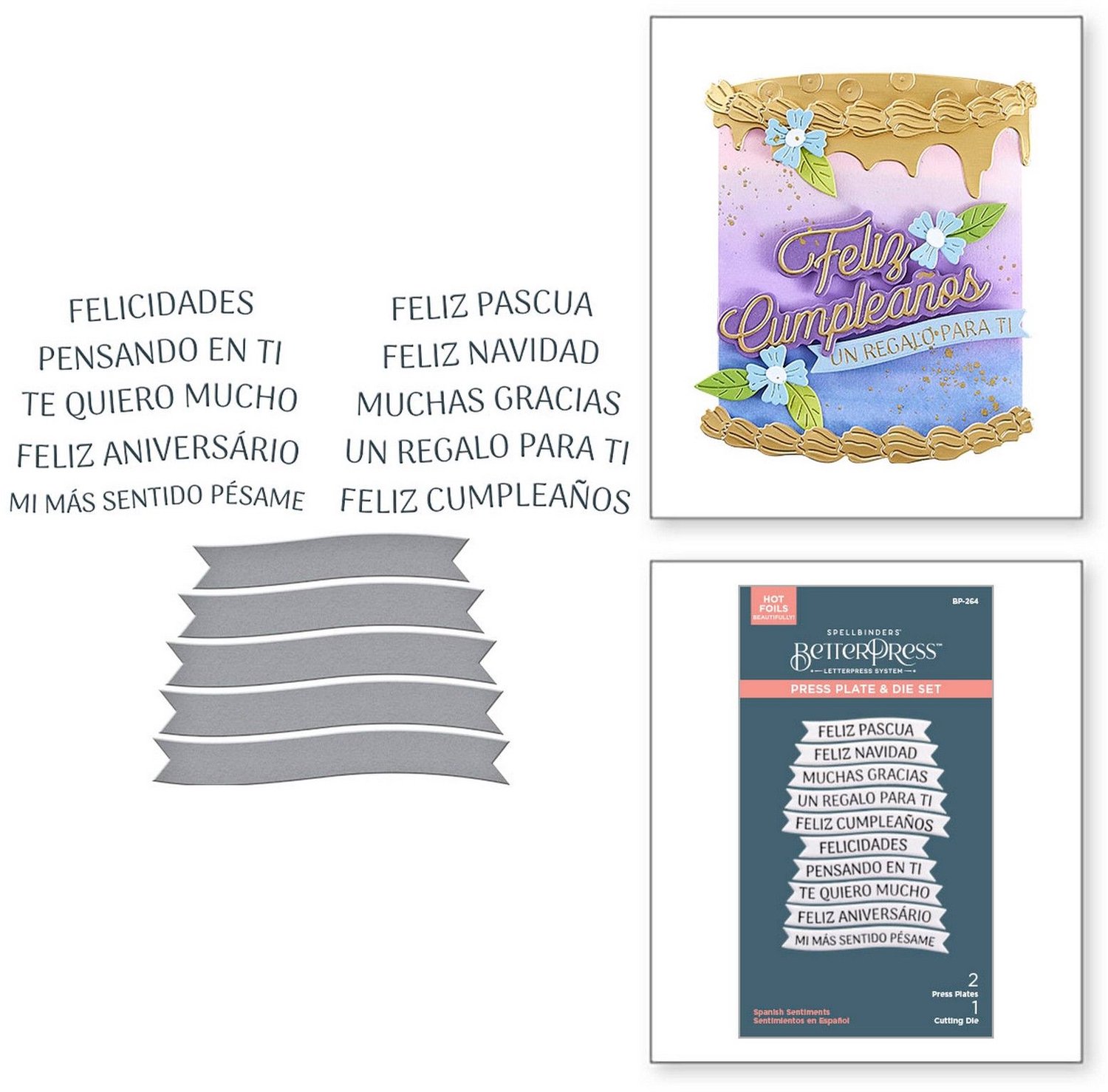 Spellbinders BetterPress Plates & Bannermal - Spaanse Teksten - 3 st.