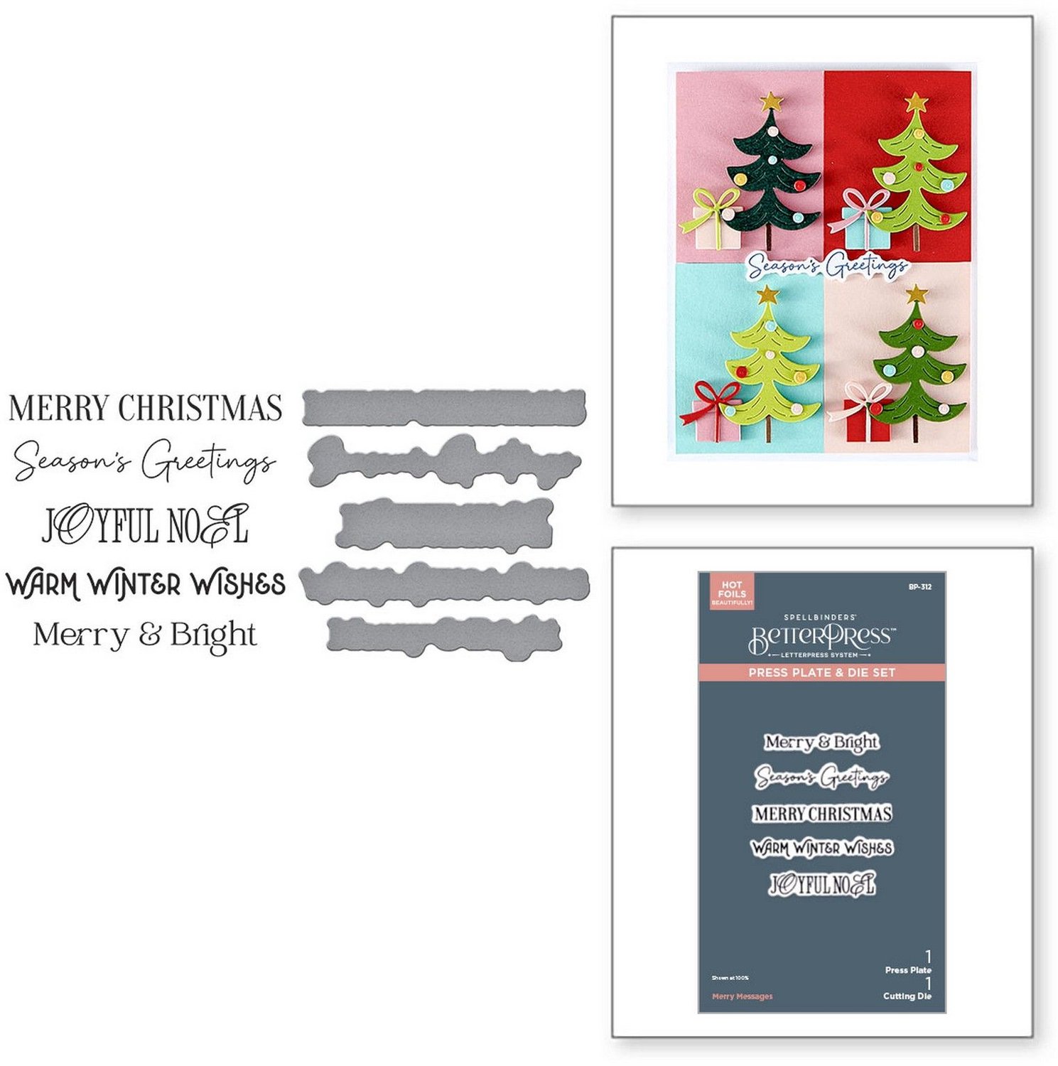 Spellbinders BetterPress Plate & Snijmal Kerst - Merry Messages