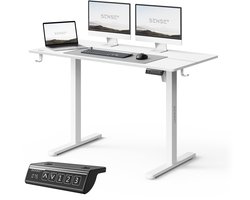 SENSE7 NOJO LIGHT - Zit Sta Bureau - 120 cm x 60 cm - Elektrisch bureau - Verstelbare bureau - Elektrische Hoogteverstelling - Hoogte 72-118 cm - Intelligent Bedieningspaneel - Wit
