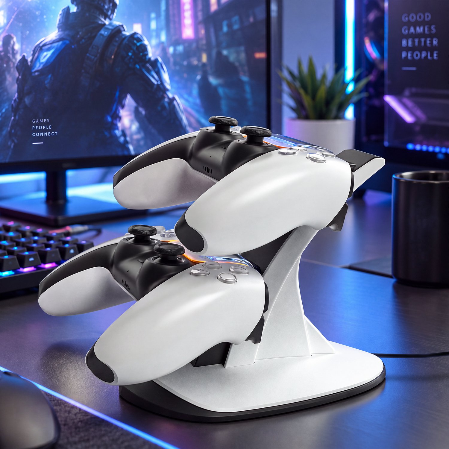 YONO Controller Oplaadstation geschikt voor PlayStation 5 - PS5 DualSense Controllers - Dual Oplader - Charging Dock - Wit - Staand – foto 6