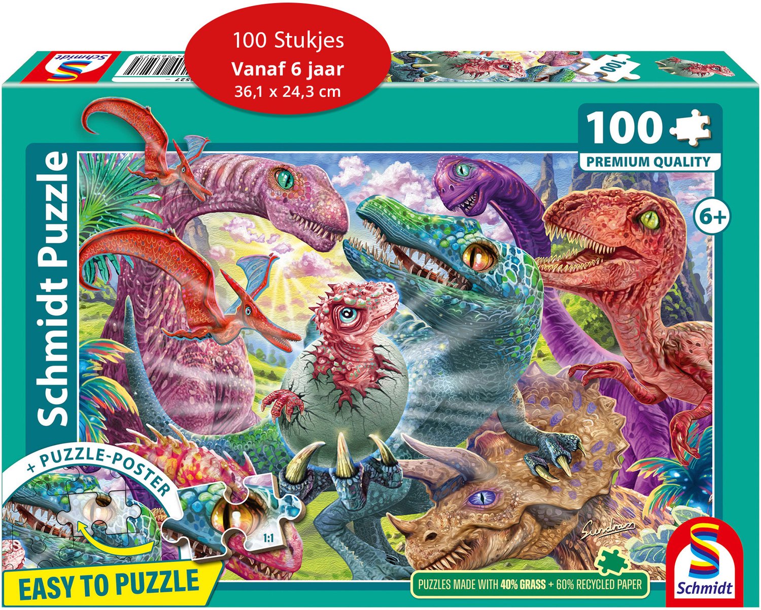 Schmidt - Legpuzzel - Kleine Dino’s Grote Avonturen - 100 stukjes - Kinderen - vanaf 6 jaar — afbeelding 9