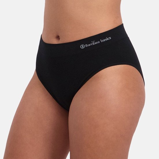 Zijaanzicht van een zwarte naadloze slip van Bamboo Basics.