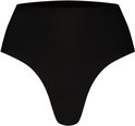 Zwarte naadloze string met hoge taille.