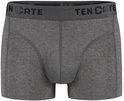 Grijze Ten Cate shorty in melange met een elastische tailleband en subtiele merknaam.