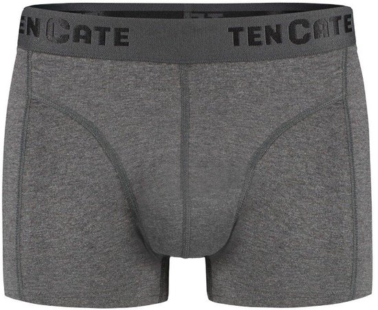 Grijze Ten Cate shorty in melange met een elastische tailleband en subtiele merknaam.