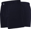 Set van twee Ceceba boxershorts, een effen marineblauwe en een met donkerblauw pied-de-poule motief.