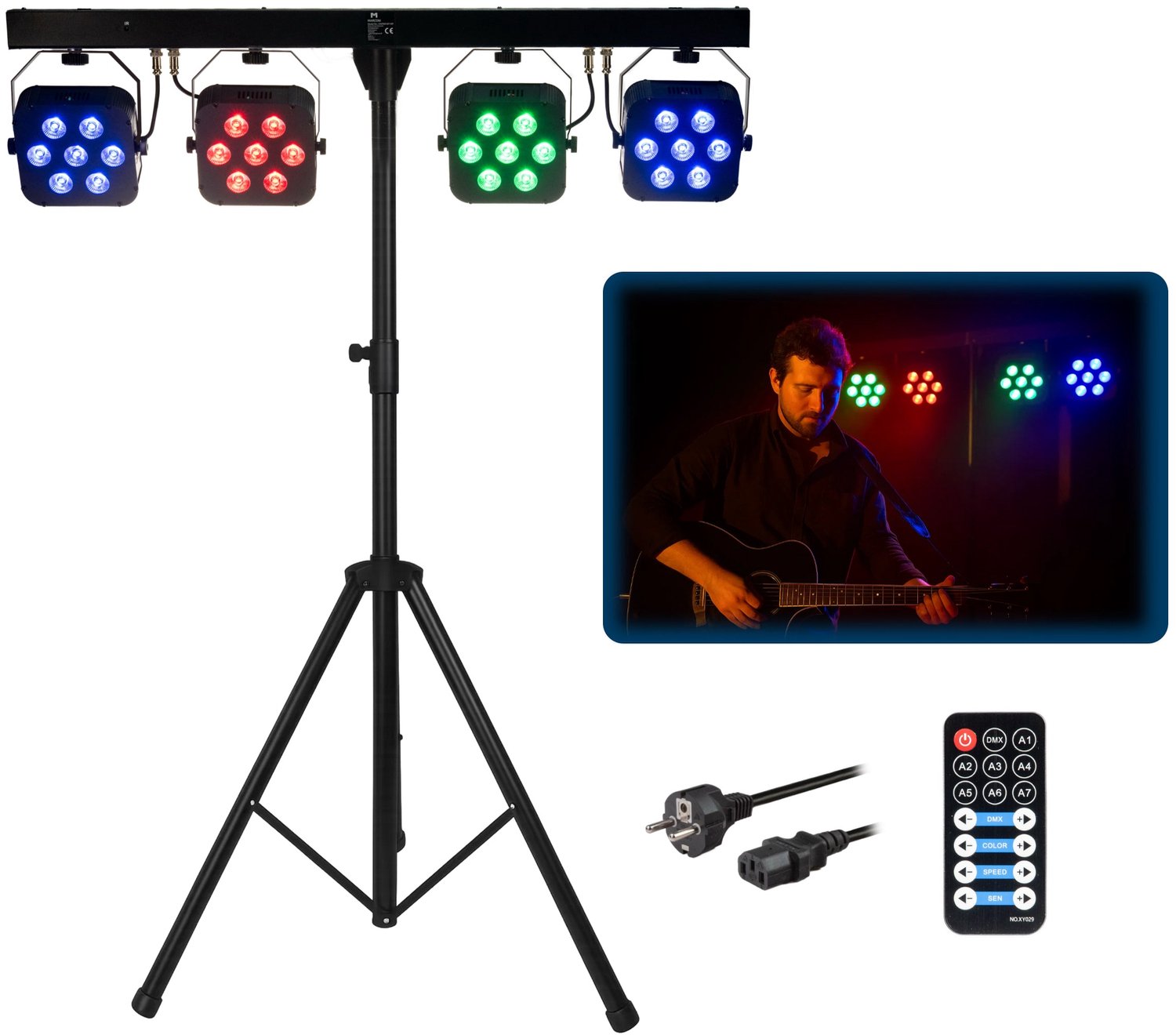 Marconi Castor Led Lichtset - Par Spots - Podiumverlichting - 4 Lampen - Rgbw 4-in-1 - Dmx En Afstandsbediening