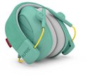 Opvouwbare Alpine gehoorbescherming voor kinderen in mintgroen met witte kussens en gele accenten.