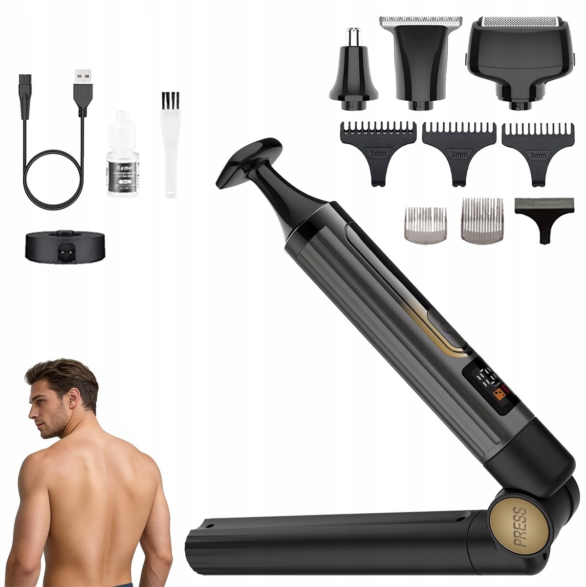 Elektrische Rugtrimmer 4-in-1 Lichaamsverzorging Oplaadbaar