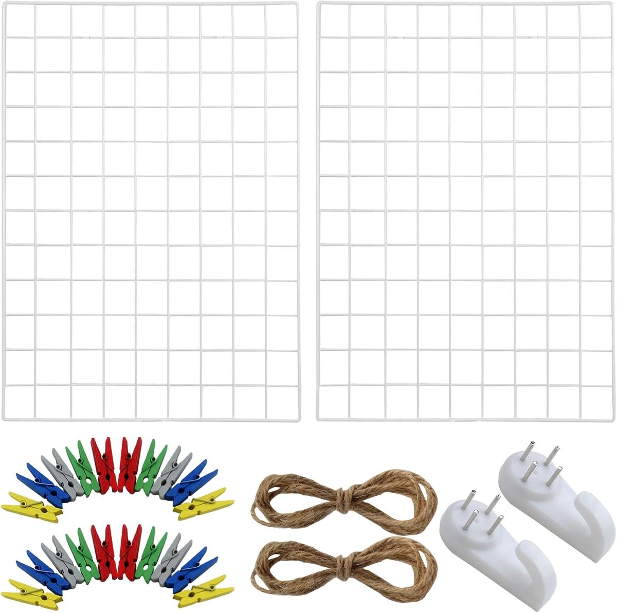 Roellgs 65 cm x 45 cm, 2 decoratieve wandafbeeldingen van wit ijzer, fotowand, multifunctionele wandophanging - ShopVlot