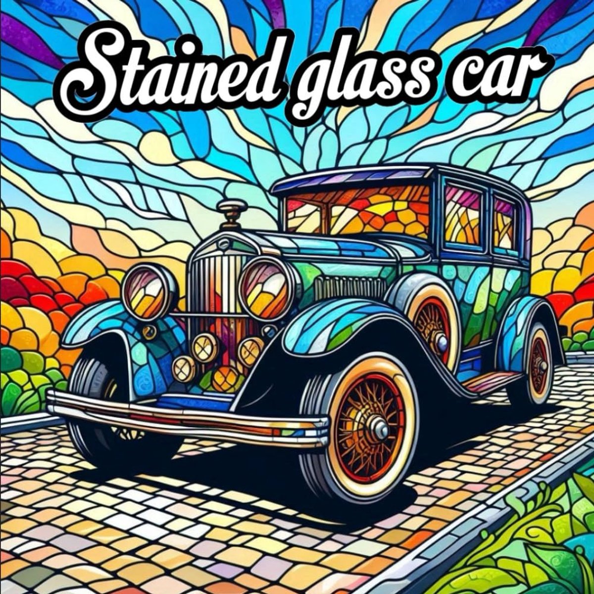 Stained Glass Car: Book for kids and adults, 40 Big pages bold and easy design car, in Bold Stained Glass Style, For - ShopVlot