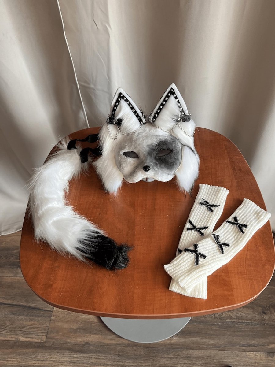 Therian Mask wit Handgemaakt | Therian Masker | Kattenmasker | Furry Cosplay Masker | Quadrobics