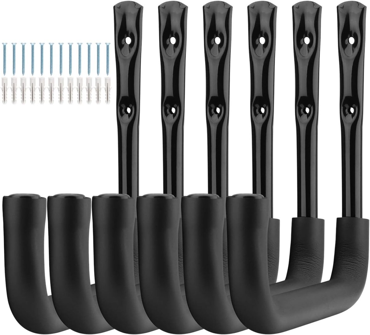 Ophangsysteem tuingereedschap - Zwart - 23 cm x 25 cm - Stalen opberghaken voor wandmontage - Voor garage en schuur