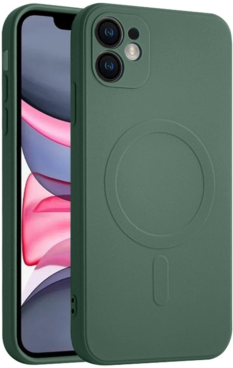Casify Siliconen Hoesje geschikt voor MagSafe iPhone 11 Hoesje - Legergroen