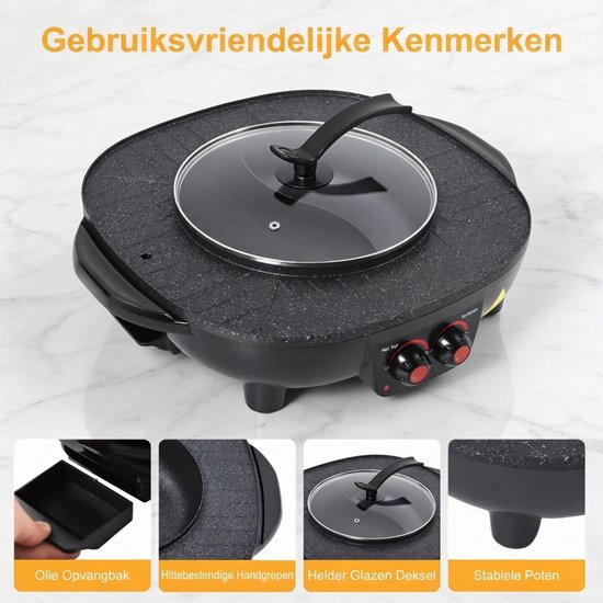 SP® Hotpot - Hotpot Electrisch - Hotpot Pan - Zwart - 49cm x 42cm x 26cm — afbeelding 3