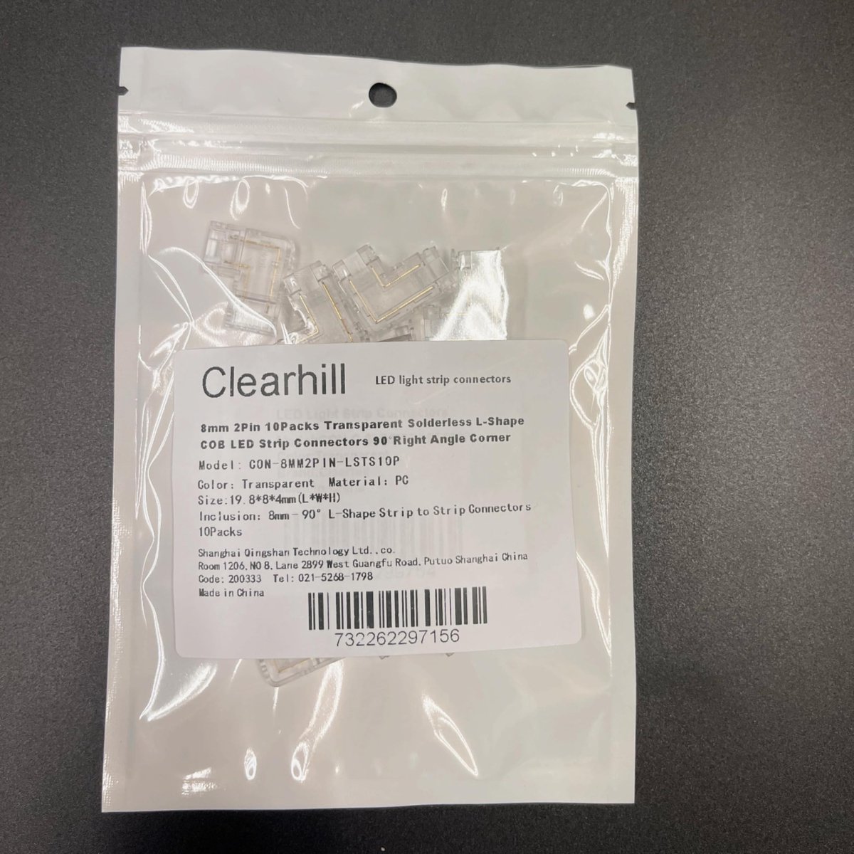 Clearhill type 2Pin transparant zonder solderen COB LED strip connector, 8mm - ShopVlot