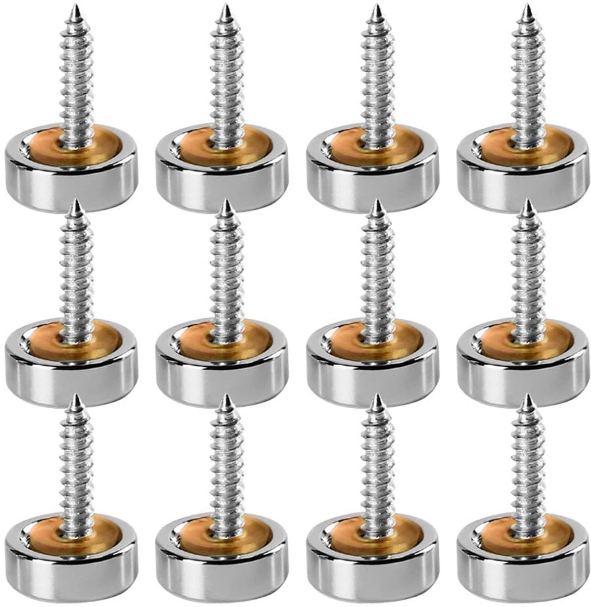 20 sets van 25 mm spiegelende schroeven, decoratieve afdekkapjes, geborstelde spiegelende klinknagels en roestvrijstalen spiegelende schroefdopjes met ringen, Geschikt voor reclameborden (25 mm).