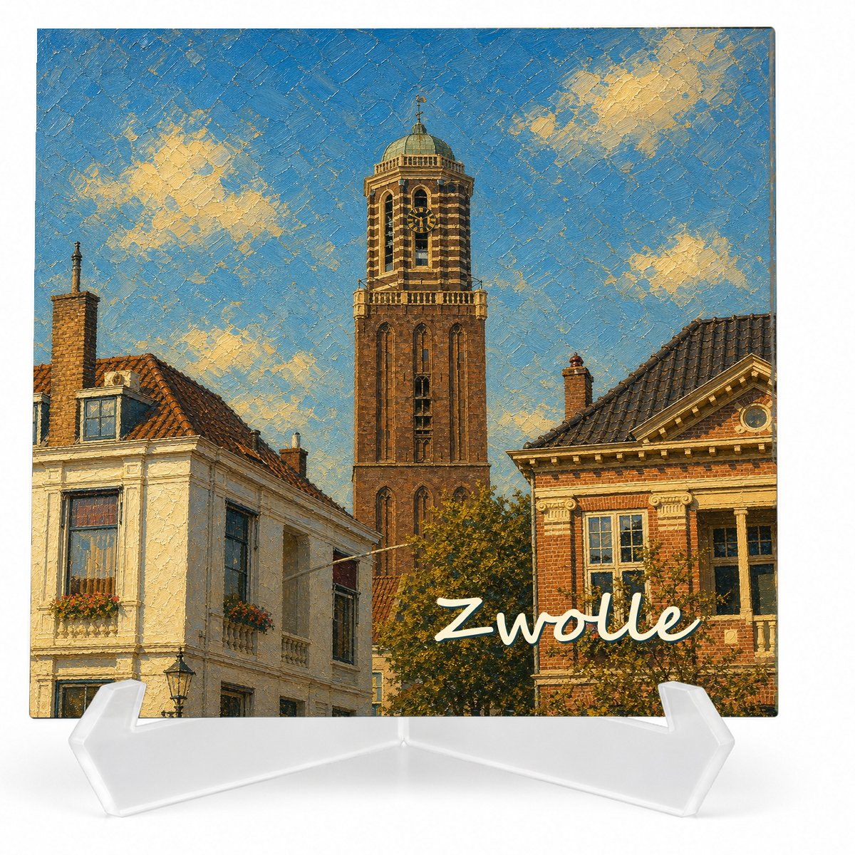 Kleurmedia Tegeltje Zwolle – Peperbus – Keramiek 15 x 15 cm – Inclusief transparante houder – Souvenir tegel 5