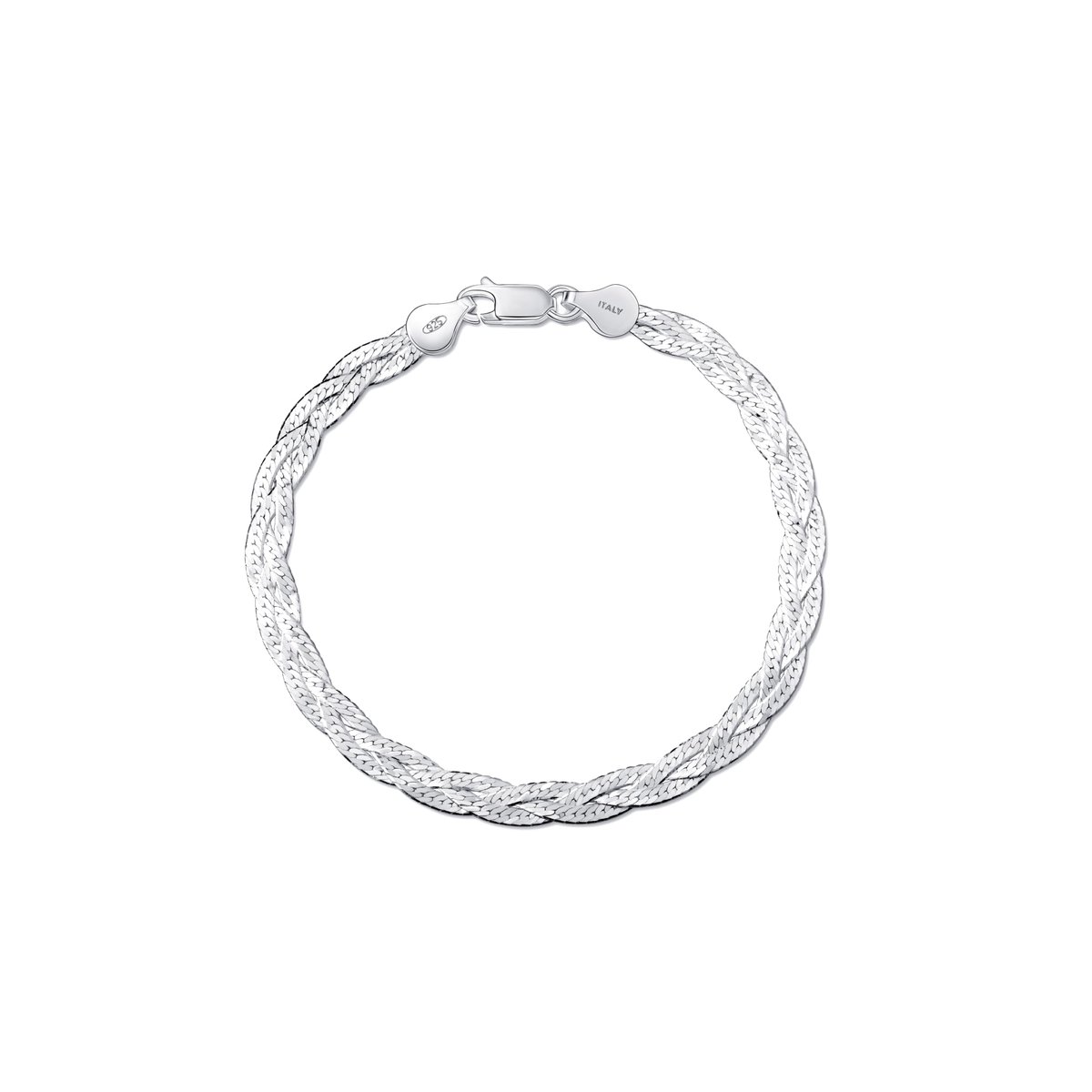 Amberta Vrouwen Halskettingen van 925 Sterling Zilver Herringbone Mesh Lengte 19 cm: Zilver - ShopVlot