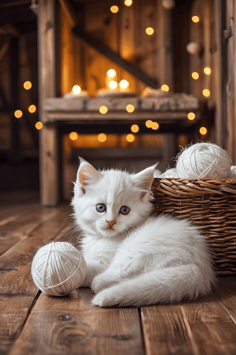 Cottage Kitten Poster - Kinderkamer - Landelijke Kat - Huisdieren - Rustieke Sfeer - Gezellig Thuis - Decoratief - posters - formaat 70x100cm - Wanddecoratie - L2327MT