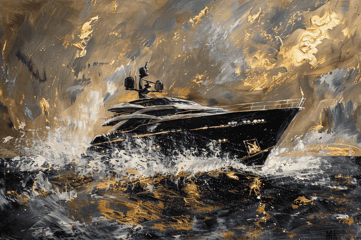Jacht Poster - Aquarel - Kunst - Maritieme - Luxe - Waterverf - Zeil - Zeilboot - posters - formaat 70x100cm - Wanddecoratie - L2864DZ