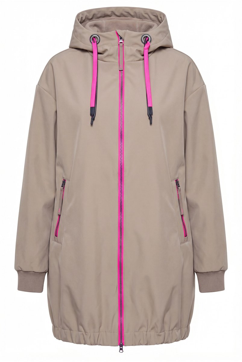 Laurasøn - Dames - Softshell-jas capuchon - Taupe - Maat 48+