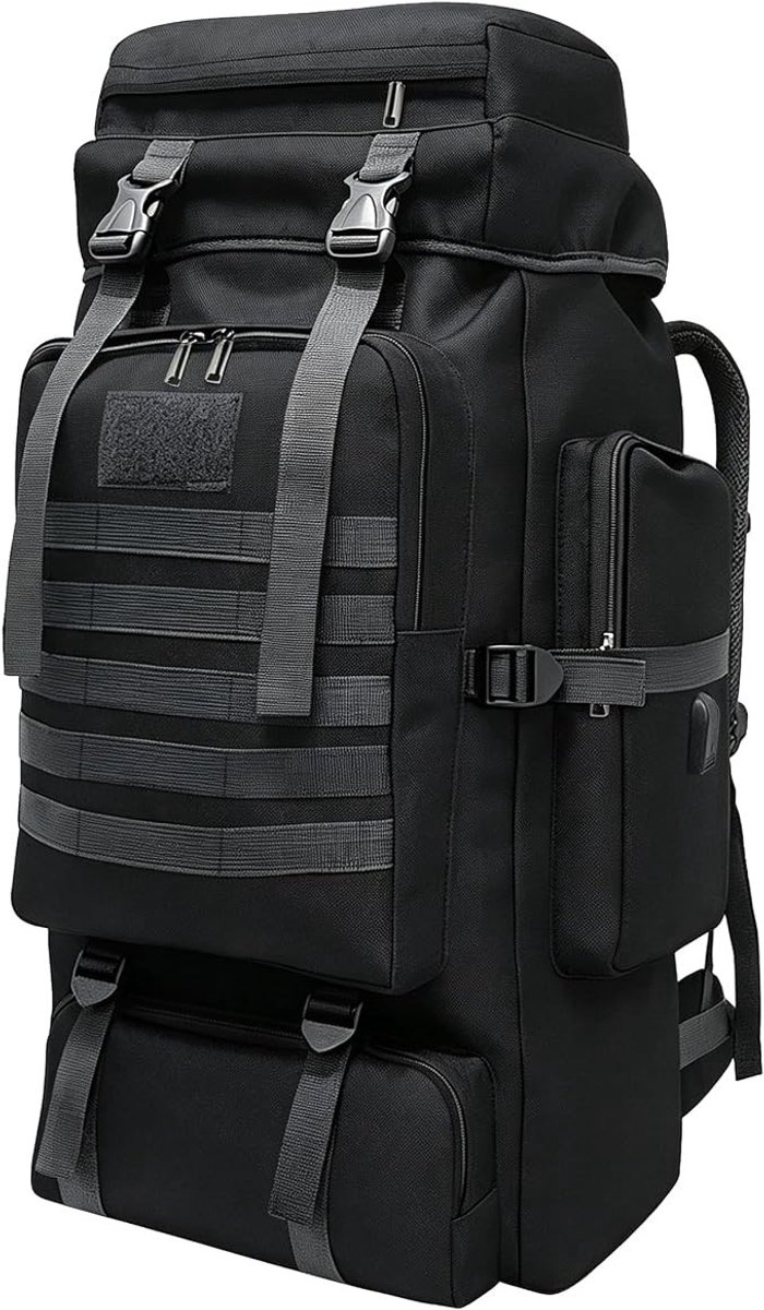 PolkaHome 80L Tactische Rugzak met MOLLE-systeem, Waterafstotend en Krasbestendig