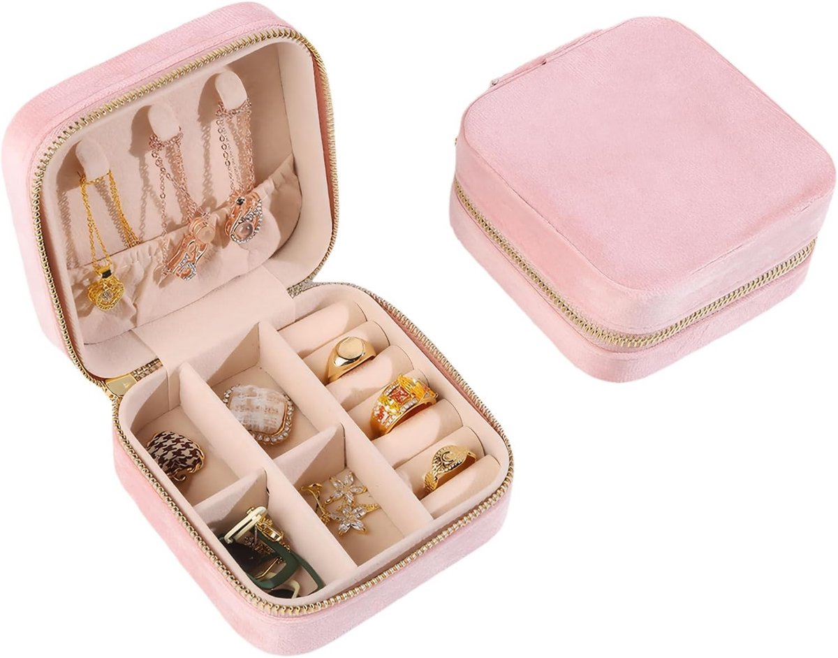 Draagbare Sieraden Organizer voor Reizen, Compacte Sieraden Doos voor Oorbellen, Ringen en Halskettingen, Perfect als Cadeau voor Verjaardag, Kerst en Moederdag