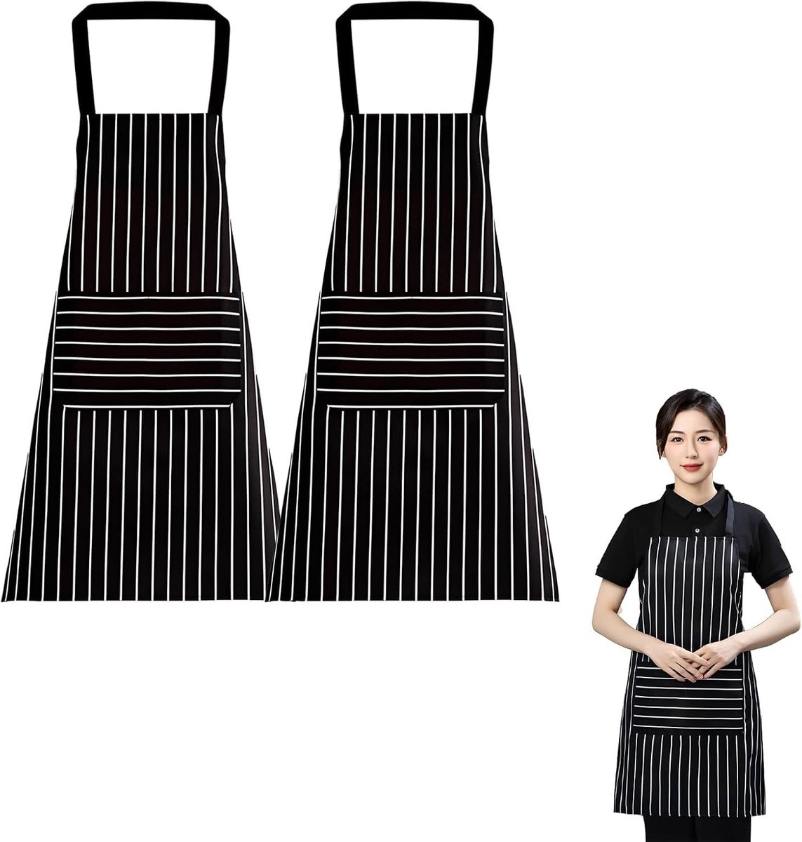 2-Pack Schort met Pocket, Unisex Keuken Schorten voor Thuis Koken, Restaurants en Koffiehuizen - Comfortabel en Duurzaam Ontwerp, Ideaal voor Koken en Bakken