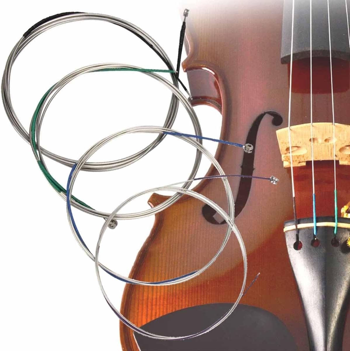 Universele 4/4 vioolsnaren, klassieke zilvergeplateerde snaren met stalen kern en nikkelgeplateerde balkop voor optimale klank en duurzaamheid