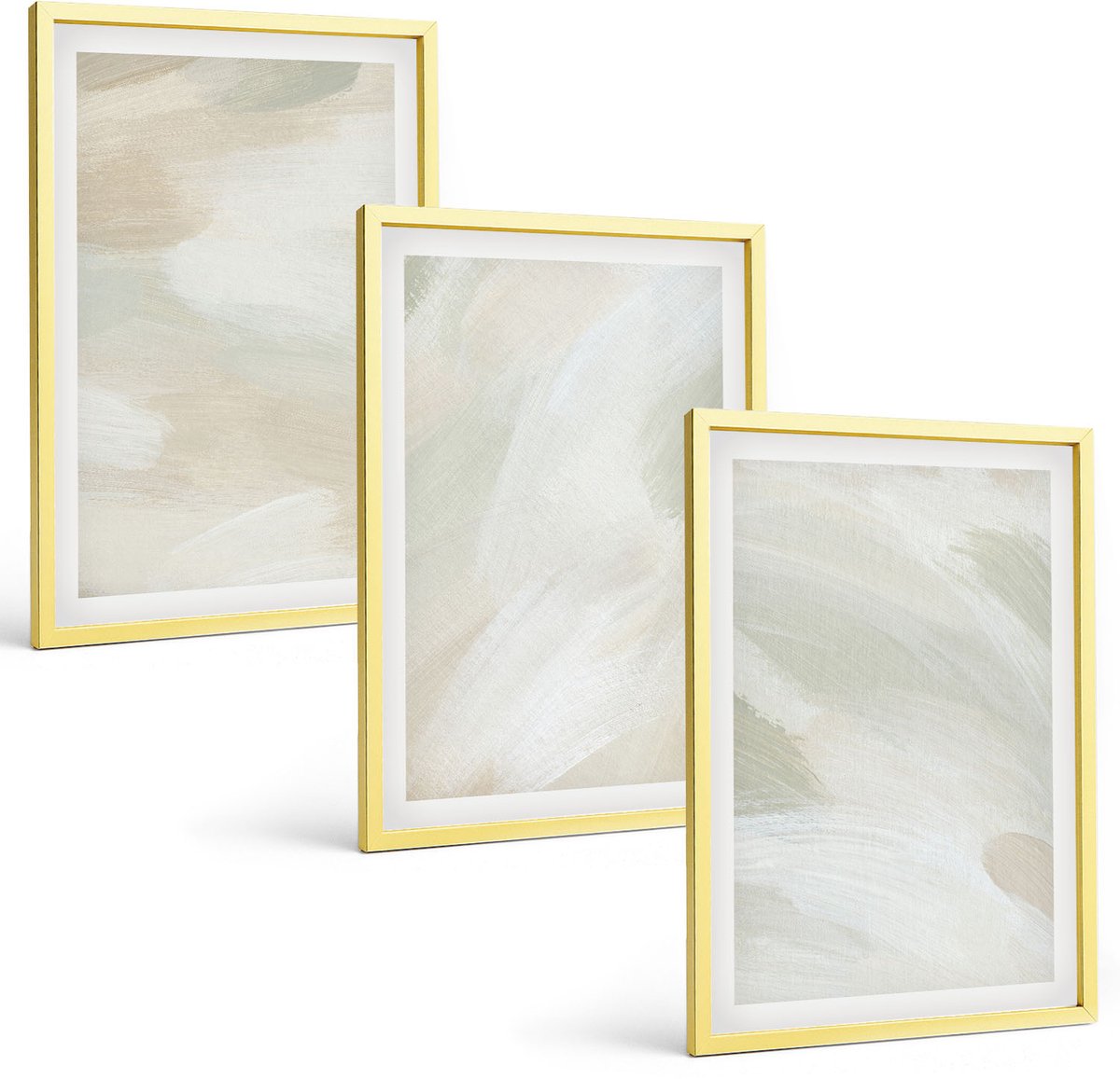 Coloray 3-Delige Schilderij Set - Heldere Abstracte Schilderijen Op Canvas, Delicate Boho-Stijl - 40 x 40 cm En 40 x 60 cm - Muurdecoratie - Wanddecoratie - Hal - Decoratieve Schilderijen
