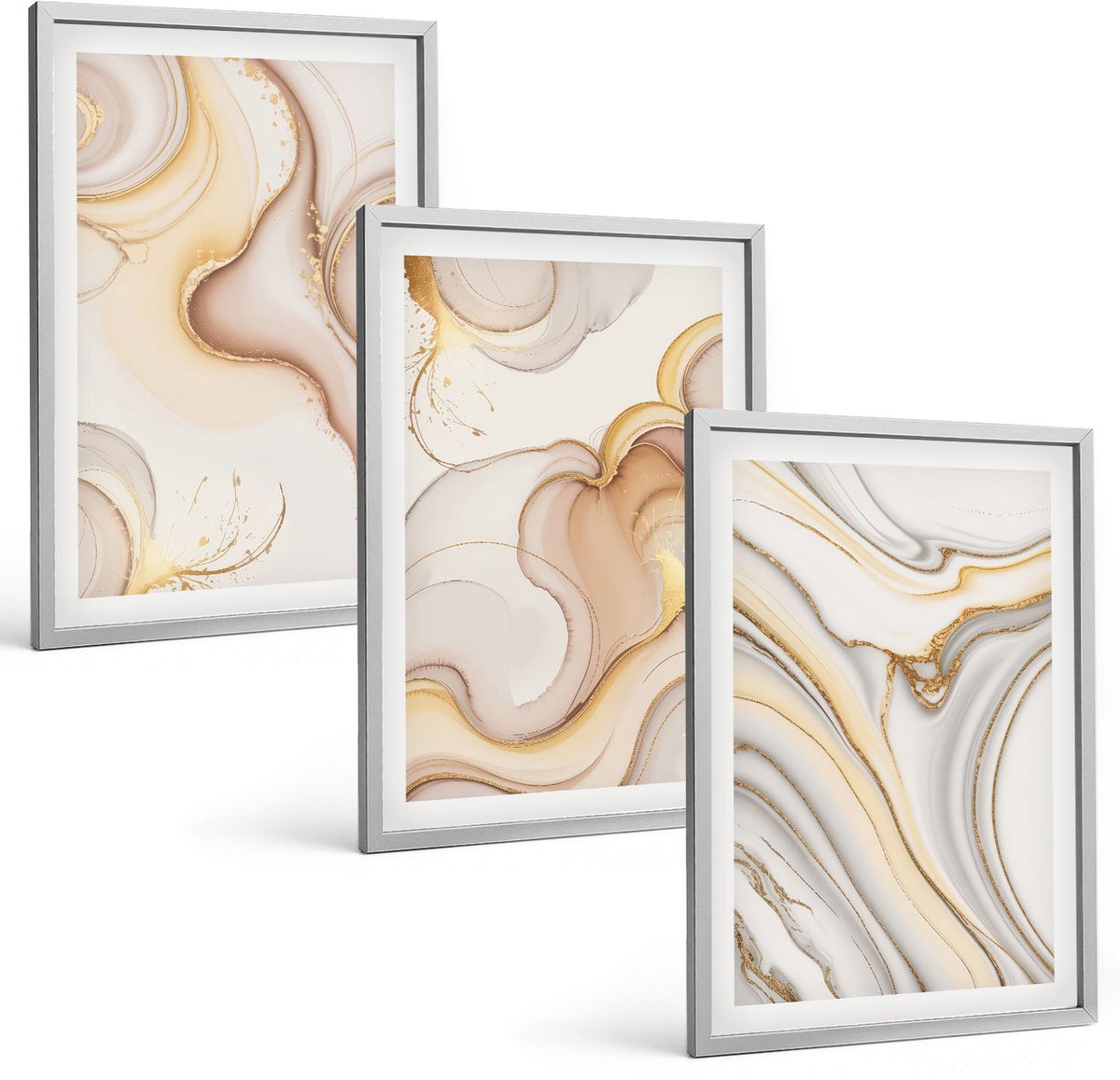 Coloray 3-Delige Schilderij Set - Lineaire Abstracte Motieven, Stijlvolle Decoratie - 40 x 60 cm - Wanddecoratie - Moderne Interieurdecoratie - Stijlvolle Muurdecoratie