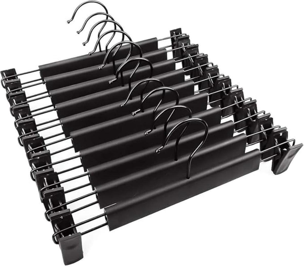 SSTRWGOOD 10 Stuks Broekenhanger - Verstelbare Antislip Kleerhangers - Platzsparend Opbergbaar - Geschikt voor Broeken Rokken Sokken en Jassen - Duurzaam Plastic en Metaal Materiaal - Afmetingen 29x15cm