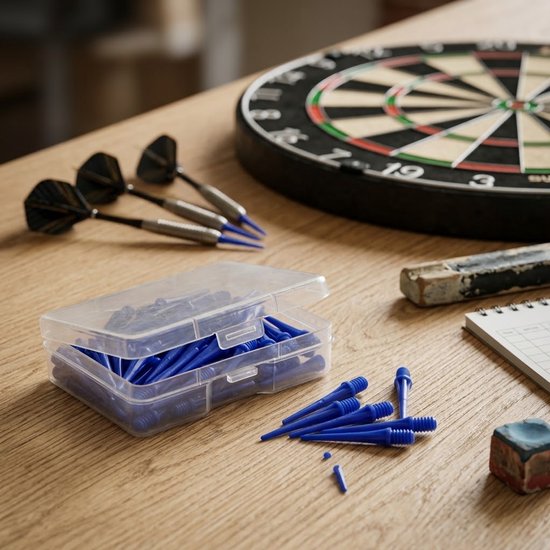 Blauwe dart tips soft tip set 180 stuks darts accessoires kunststof dart punten vervangbare soft tips voor elektronische dartborden inclusief opbergdoosjes — afbeelding 2