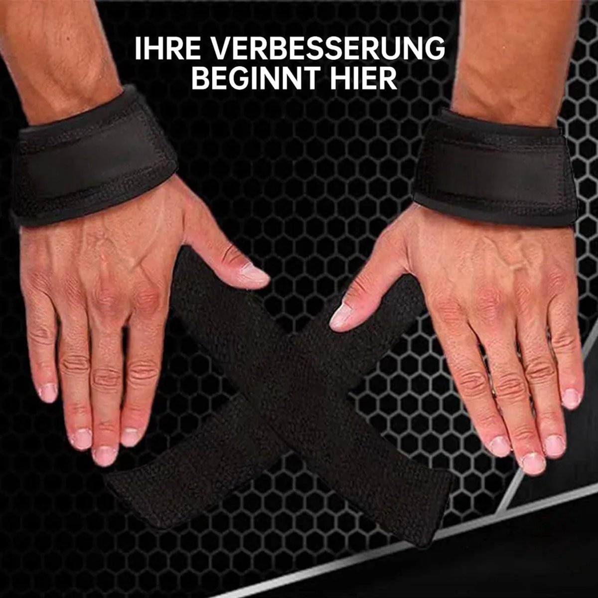Speciaal Geschikt voor gewichtheffen ontworpen katoenen verband, te gebruiken als sportverband, biedt extra grip tijdens het gewichtheffen, zwart.