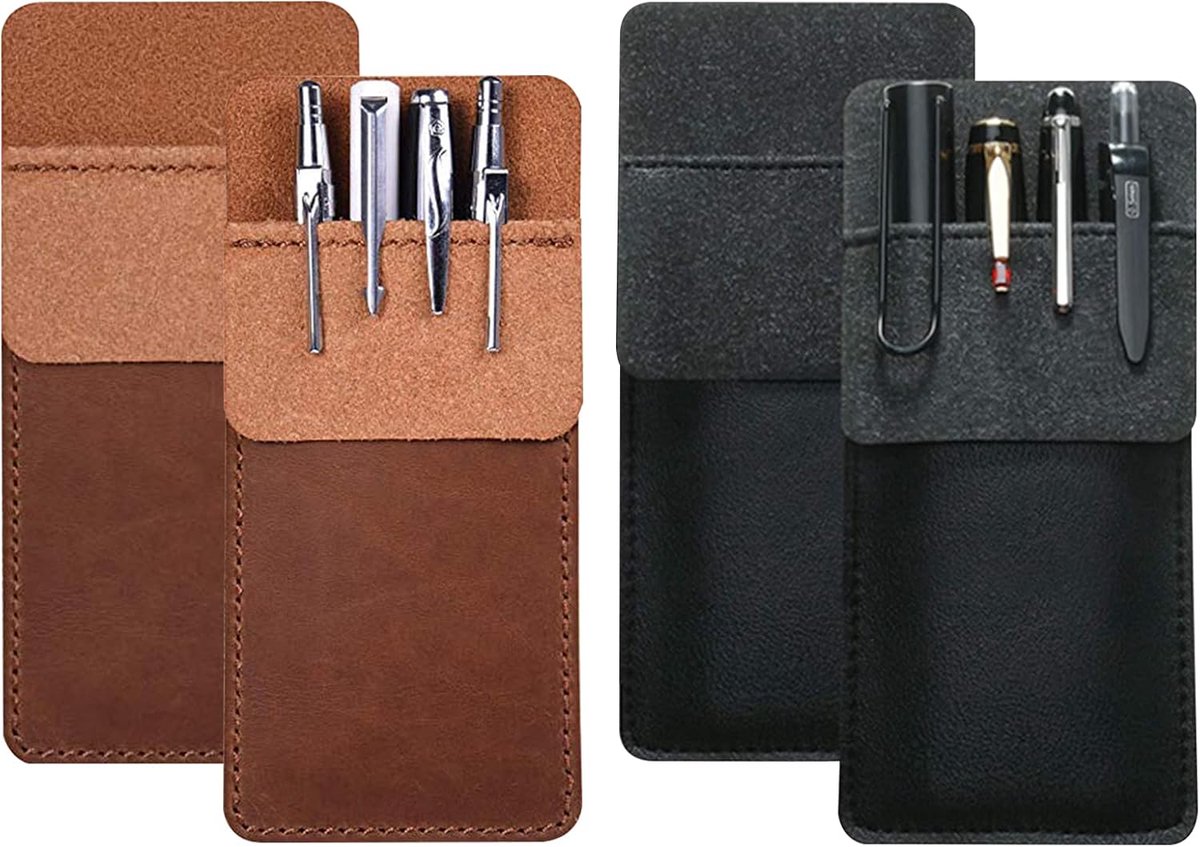4 verpakkingen beschermende zakken, multifunctionele lederen organizer voor pennen, wijzers, potloden, linialen