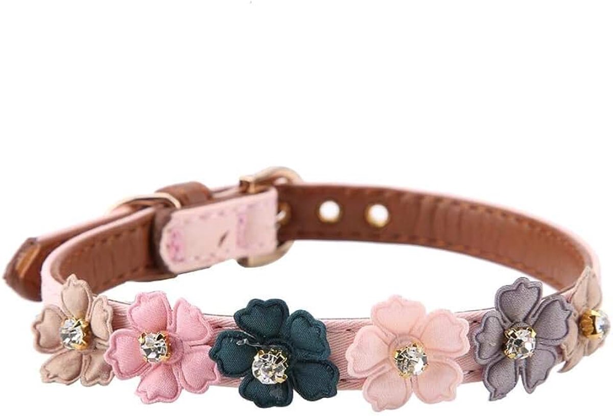 Dailygoods- Hondenhalsband Verstelbaar - PU Kunststof - Geschikt voor Kleine/Middelgrote Honden - Simulatie Diamant - Zacht en Comfortabel - 1.3 42cm - Halsband
